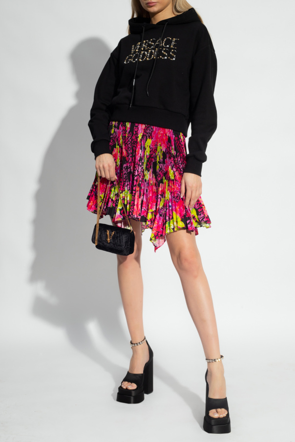 スカート VERSACE Woman Skirt Multicolor 10087421A06392 5B100 Barocco Pleated Silk Skirt Black,Print | VERSACE US